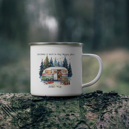 Custom Camping Christmas Enamel Mug - Wild Family Tribe