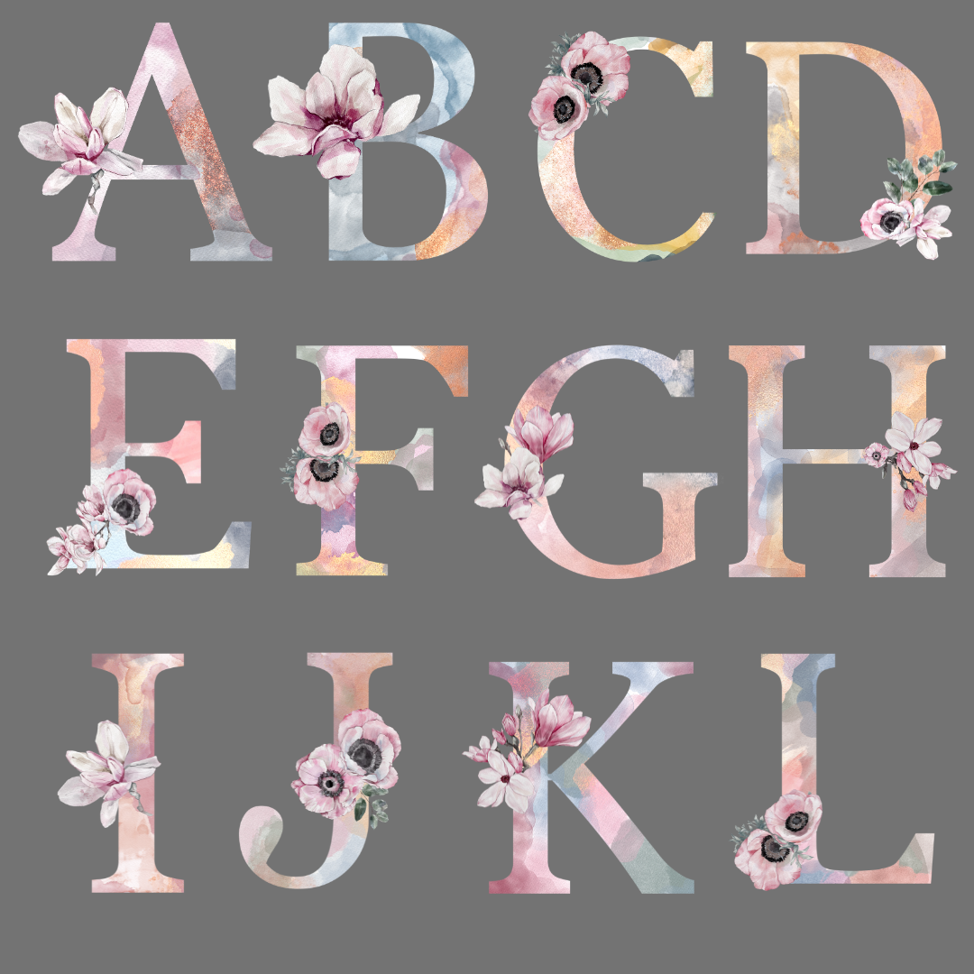 Floral Initial Sipper Glass