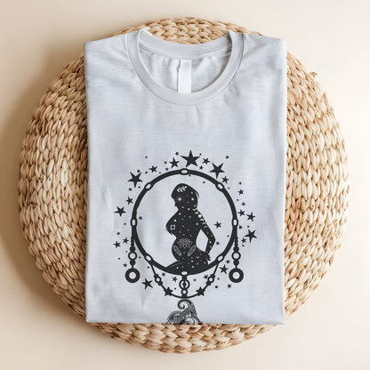Flat lay of the Dreamcatcher Mother's Day T-Shirt, highlighting the soft Airlume cotton fabric and classic crew neckline. [Ash]