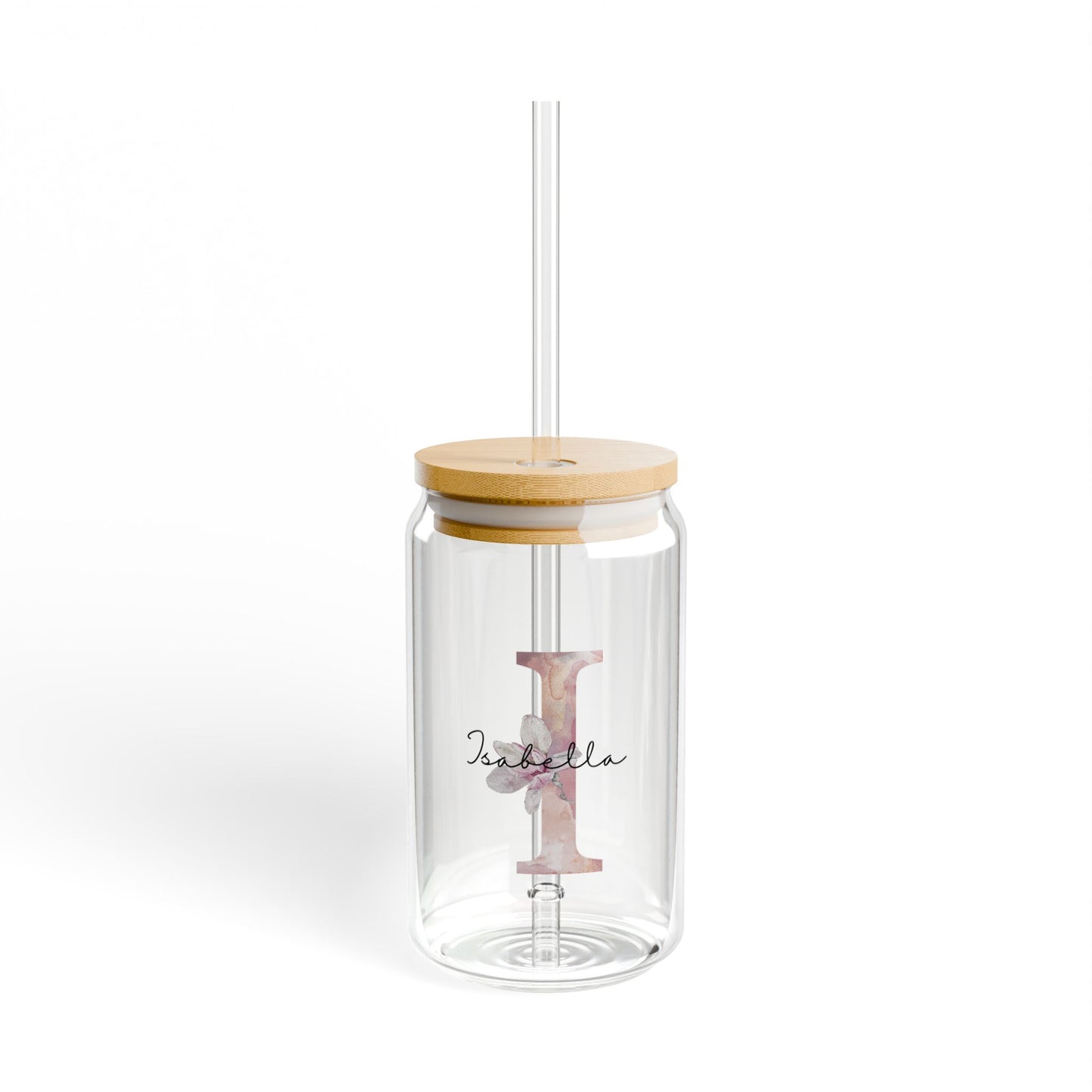 Floral Initial Sipper Glass