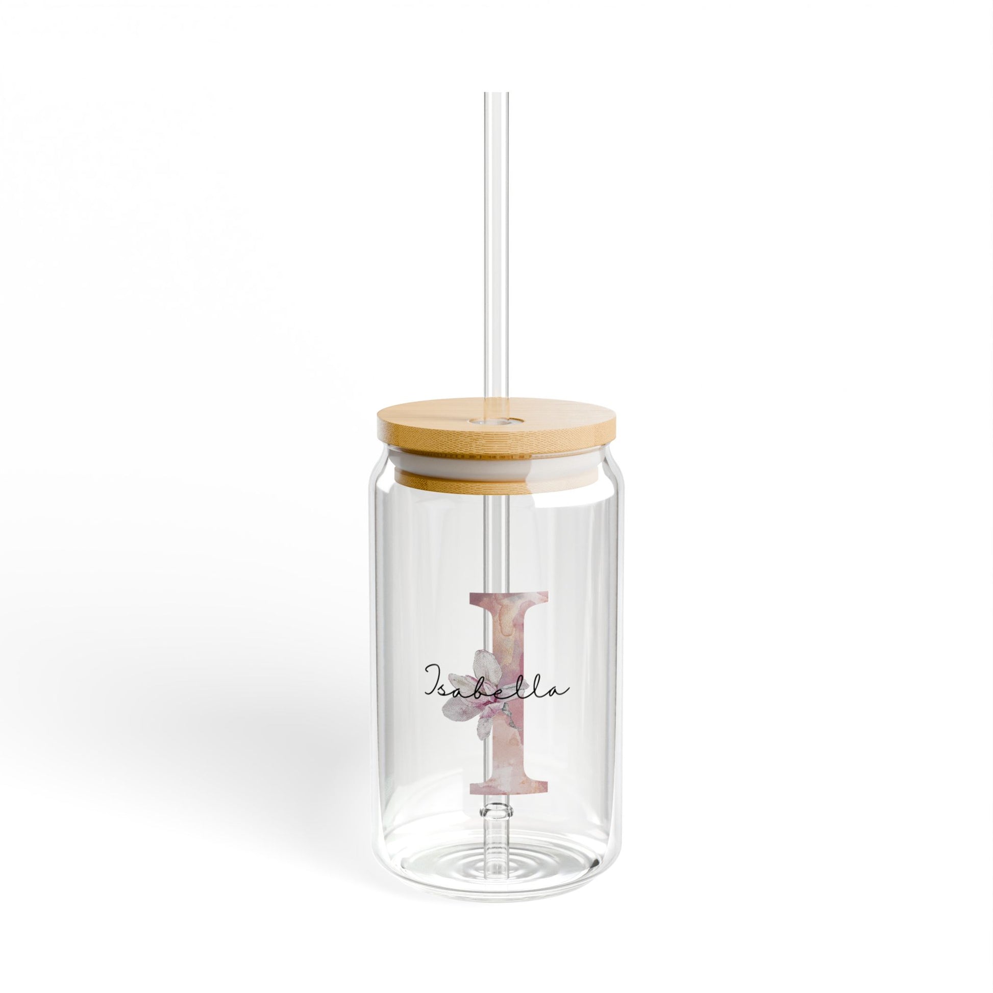 Floral Initial Sipper Glass