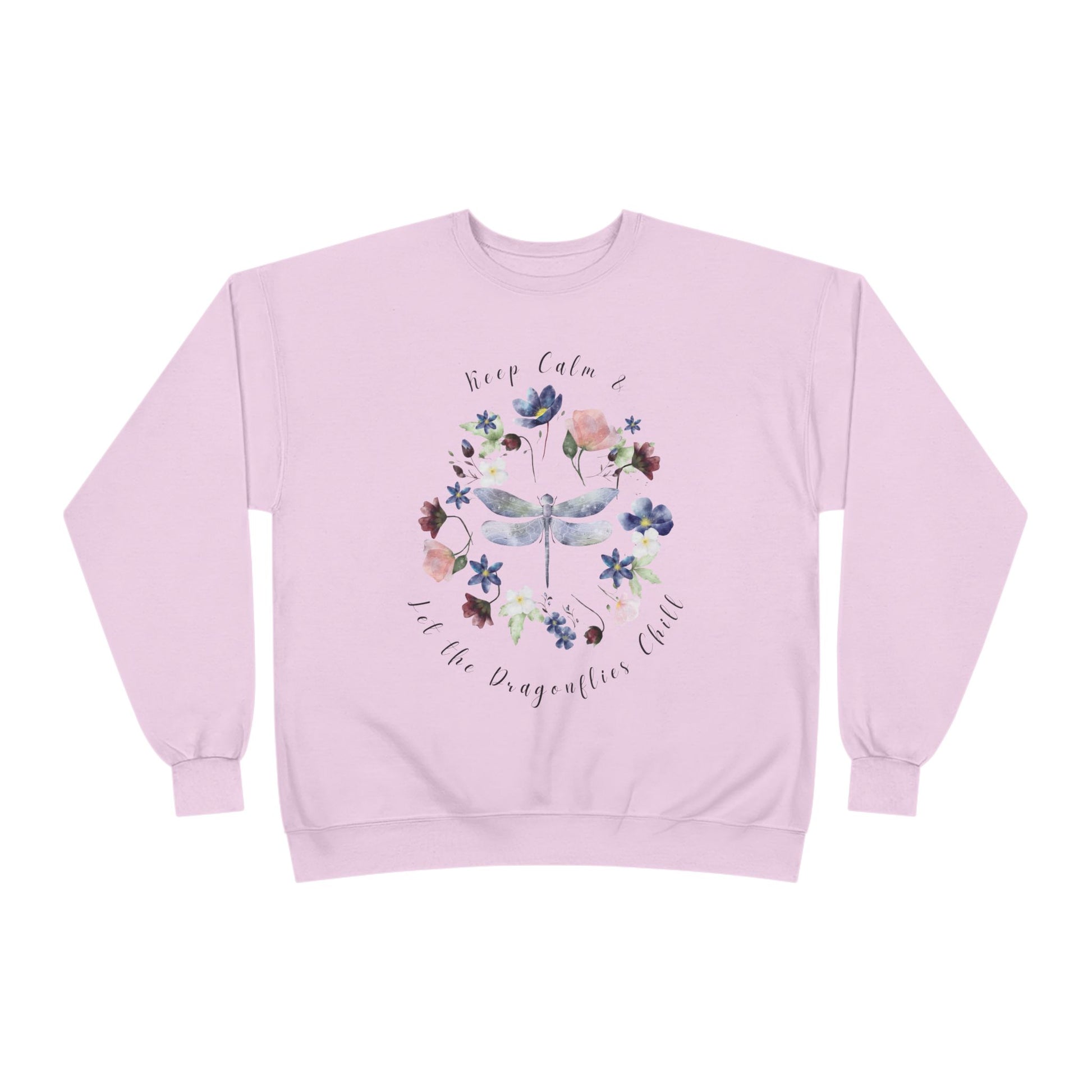 Keep Calm & Let Dragonflies Chill: Watercolor Wildflower EcoSmart® Crewneck Sweatshirt - Wild Family Tribe