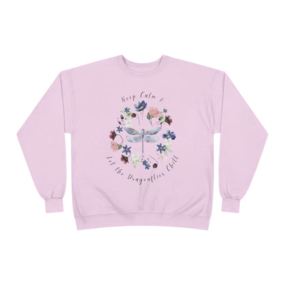 Keep Calm & Let Dragonflies Chill: Watercolor Wildflower EcoSmart® Crewneck Sweatshirt - Wild Family Tribe