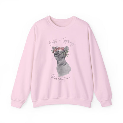 Cat + Spring Unisex Crewneck Sweatshirt - Purrfect for Spring - Wild Family Tribe