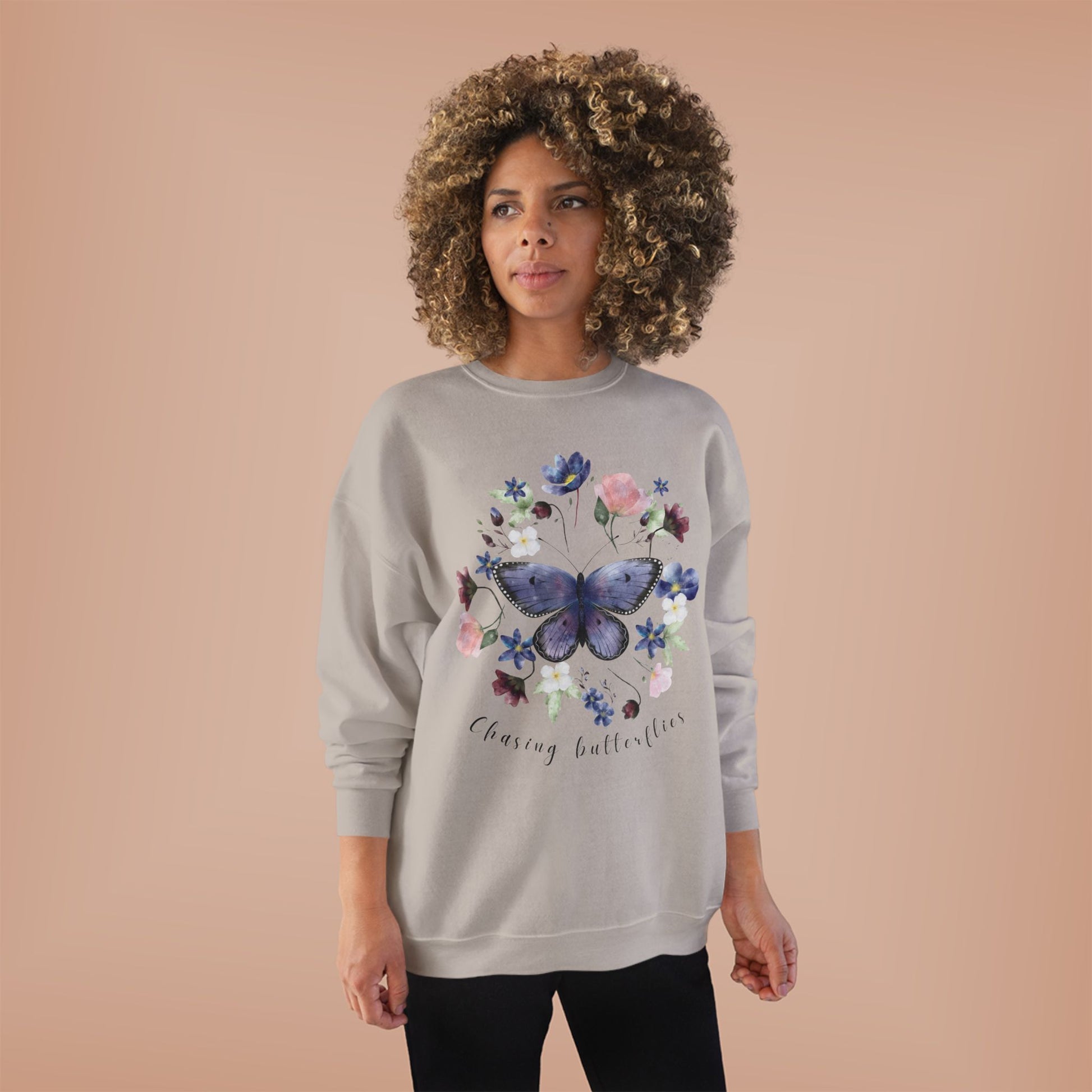 Chasing Butterflies: Watercolor Wildflower EcoSmart® Crewneck Sweatshirt - Wild Family Tribe
