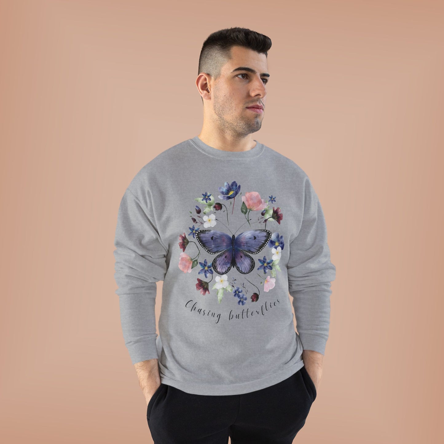 Chasing Butterflies: Watercolor Wildflower EcoSmart® Crewneck Sweatshirt - Wild Family Tribe