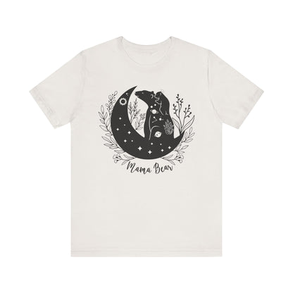  Flat lay of the "Mamma Bear" T-Shirt, highlighting the soft Airlume cotton fabric and classic crew neckline. White vintage