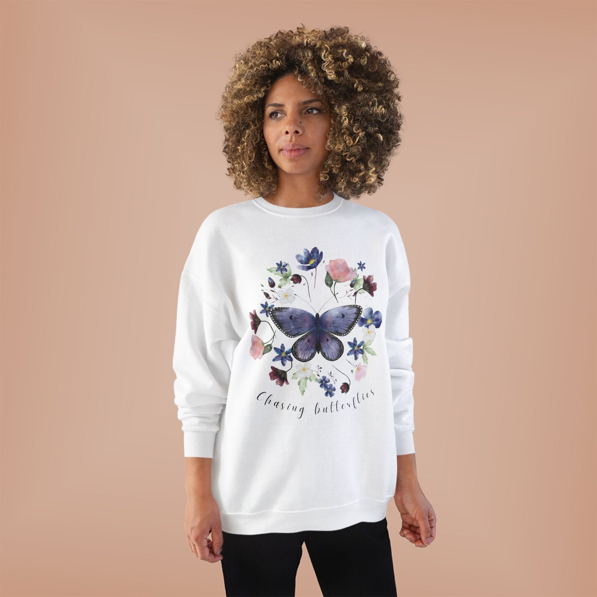 Chasing Butterflies: Watercolor Wildflower EcoSmart® Crewneck Sweatshirt - Wild Family Tribe