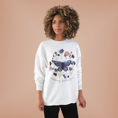 Chasing Butterflies: Watercolor Wildflower EcoSmart® Crewneck Sweatshirt - Wild Family Tribe