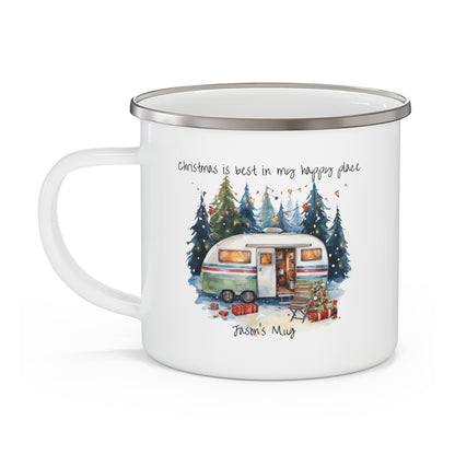Custom Camping Christmas Enamel Mug - Wild Family Tribe