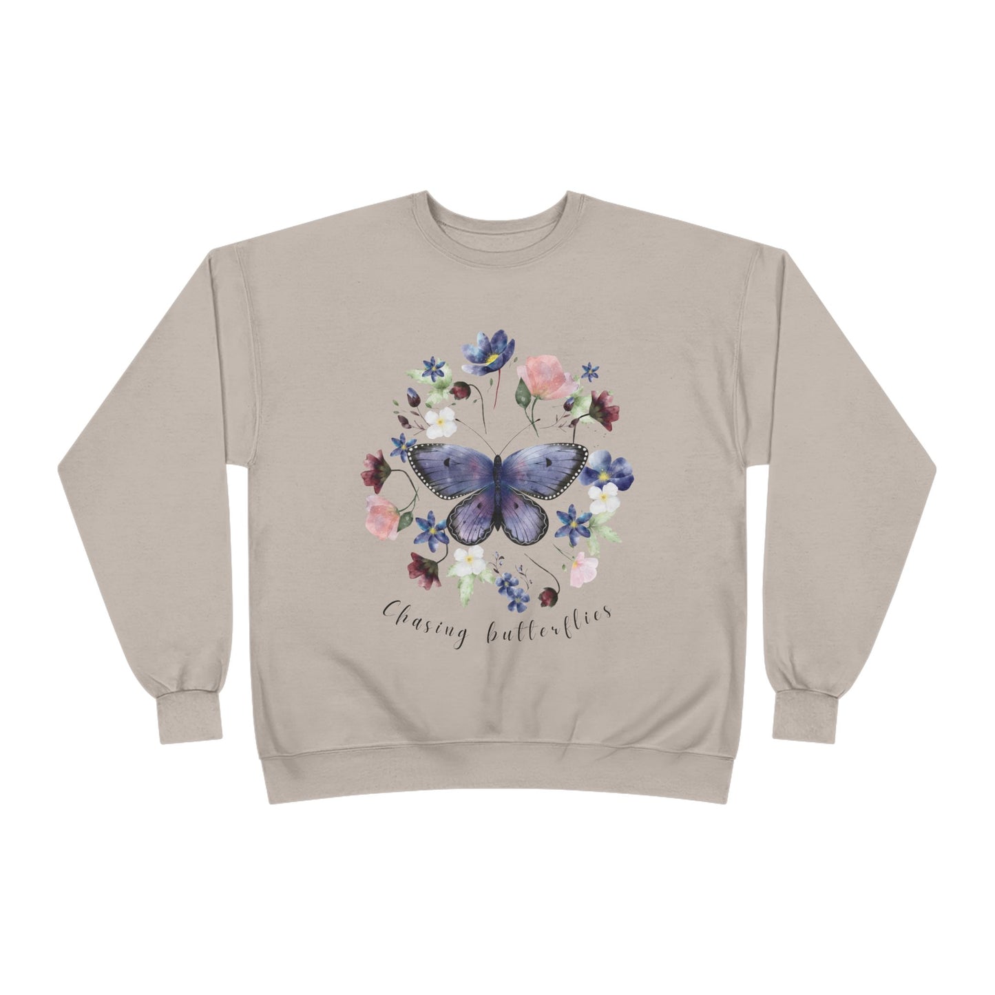 Chasing Butterflies: Watercolor Wildflower EcoSmart® Crewneck Sweatshirt - Wild Family Tribe