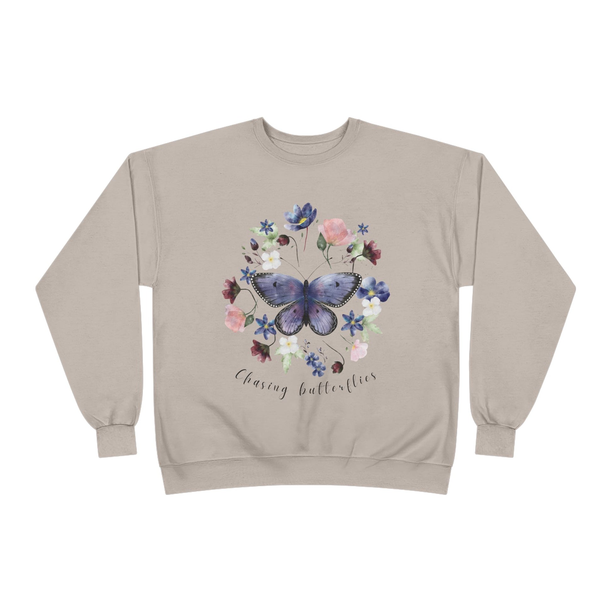 Chasing Butterflies: Watercolor Wildflower EcoSmart® Crewneck Sweatshirt - Wild Family Tribe