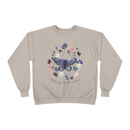 Chasing Butterflies: Watercolor Wildflower EcoSmart® Crewneck Sweatshirt - Wild Family Tribe