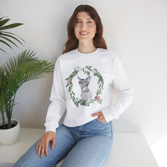 Watercolor Cat & Flowers Unisex Crewneck Sweatshirt - Purrfect for Spring - Wild Family Tribe