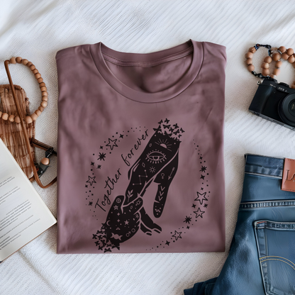 Flat lay of the "Together Forever" Mother's Day T-Shirt, highlighting the soft Airlume cotton fabric and classic crew neckline. 