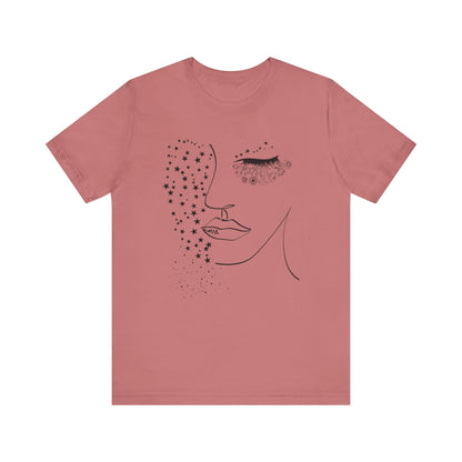 Flat Lay of the Mother Nature T-Shirt, highlighting the soft Airlume cotton fabric, classic crew neckline, Mauve