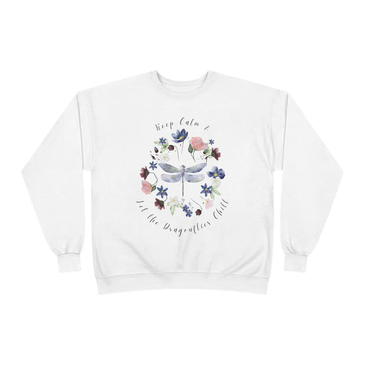 Keep Calm & Let Dragonflies Chill: Watercolor Wildflower EcoSmart® Crewneck Sweatshirt - Wild Family Tribe