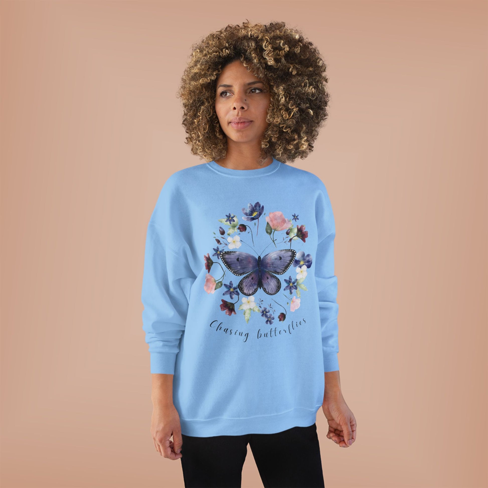 Chasing Butterflies: Watercolor Wildflower EcoSmart® Crewneck Sweatshirt - Wild Family Tribe