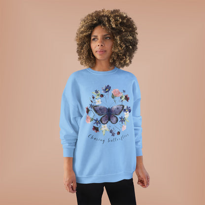 Chasing Butterflies: Watercolor Wildflower EcoSmart® Crewneck Sweatshirt - Wild Family Tribe