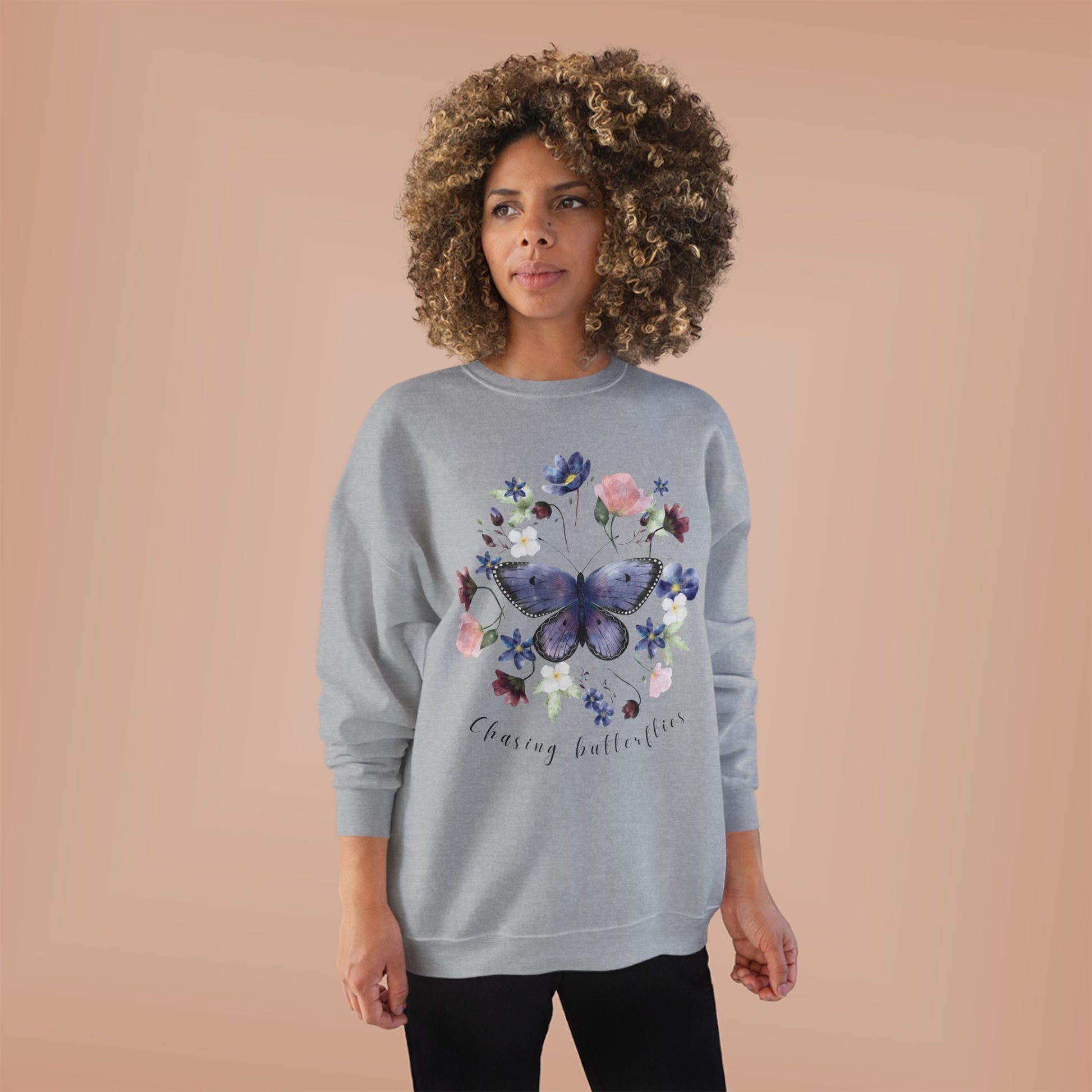 Chasing Butterflies: Watercolor Wildflower EcoSmart® Crewneck Sweatshirt - Wild Family Tribe
