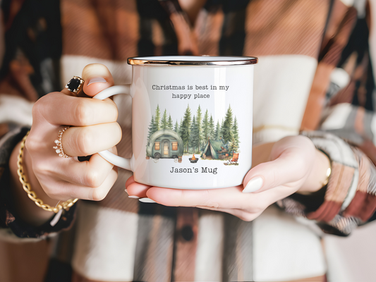 Custom Cozy Christmas Enamel Mug - Wild Family Tribe