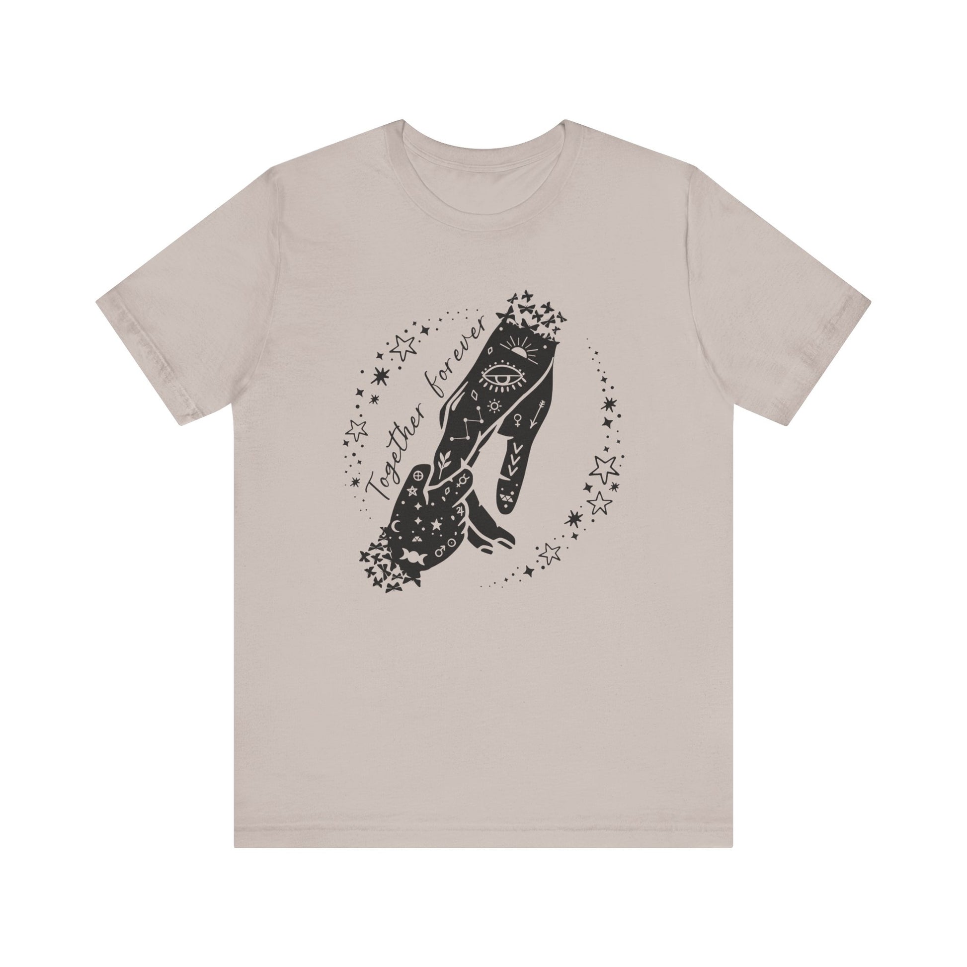 Flat lay of the "Together Forever" Mother's Day T-Shirt, highlighting the soft Airlume cotton fabric and classic crew neckline. 