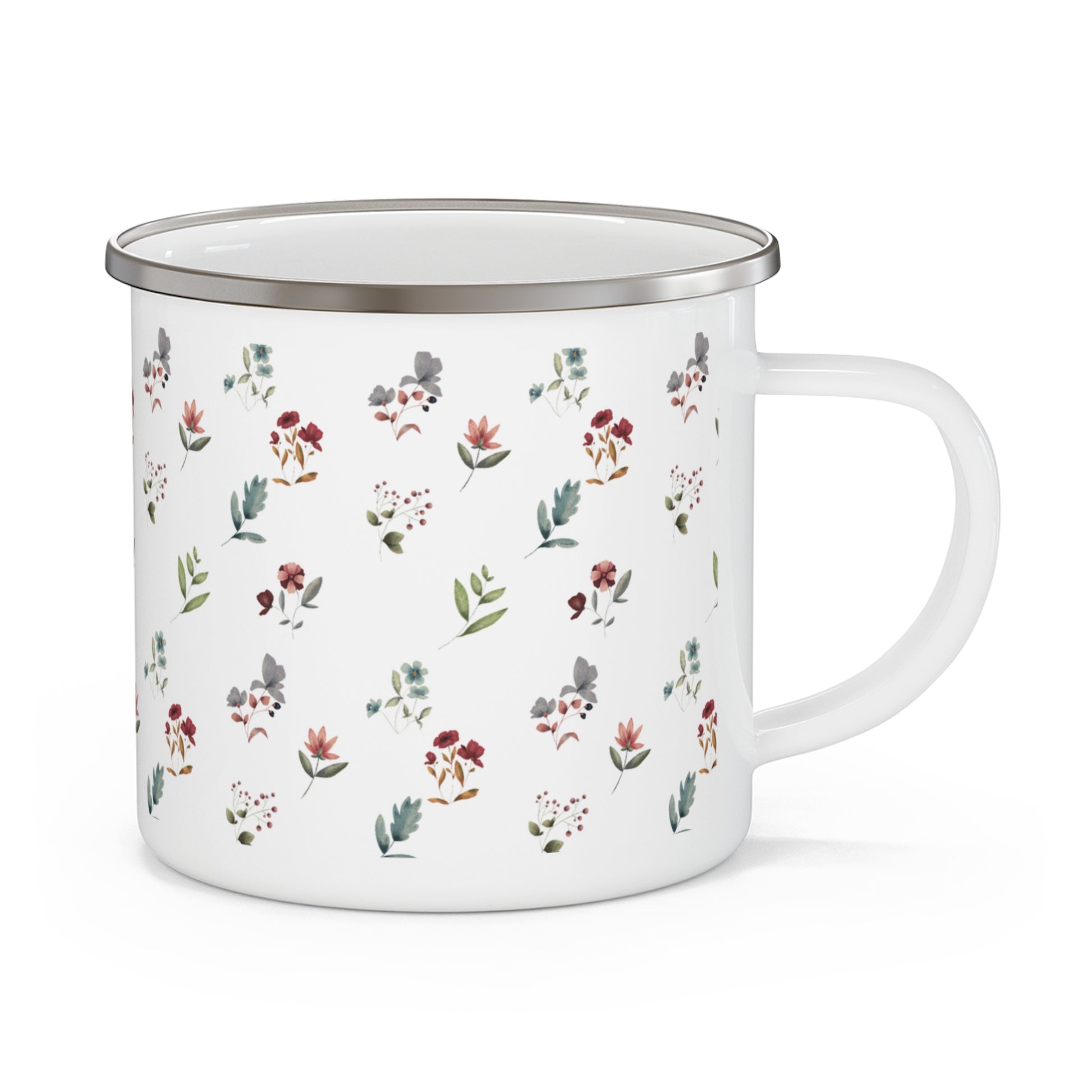 Enamel mug with a floral design