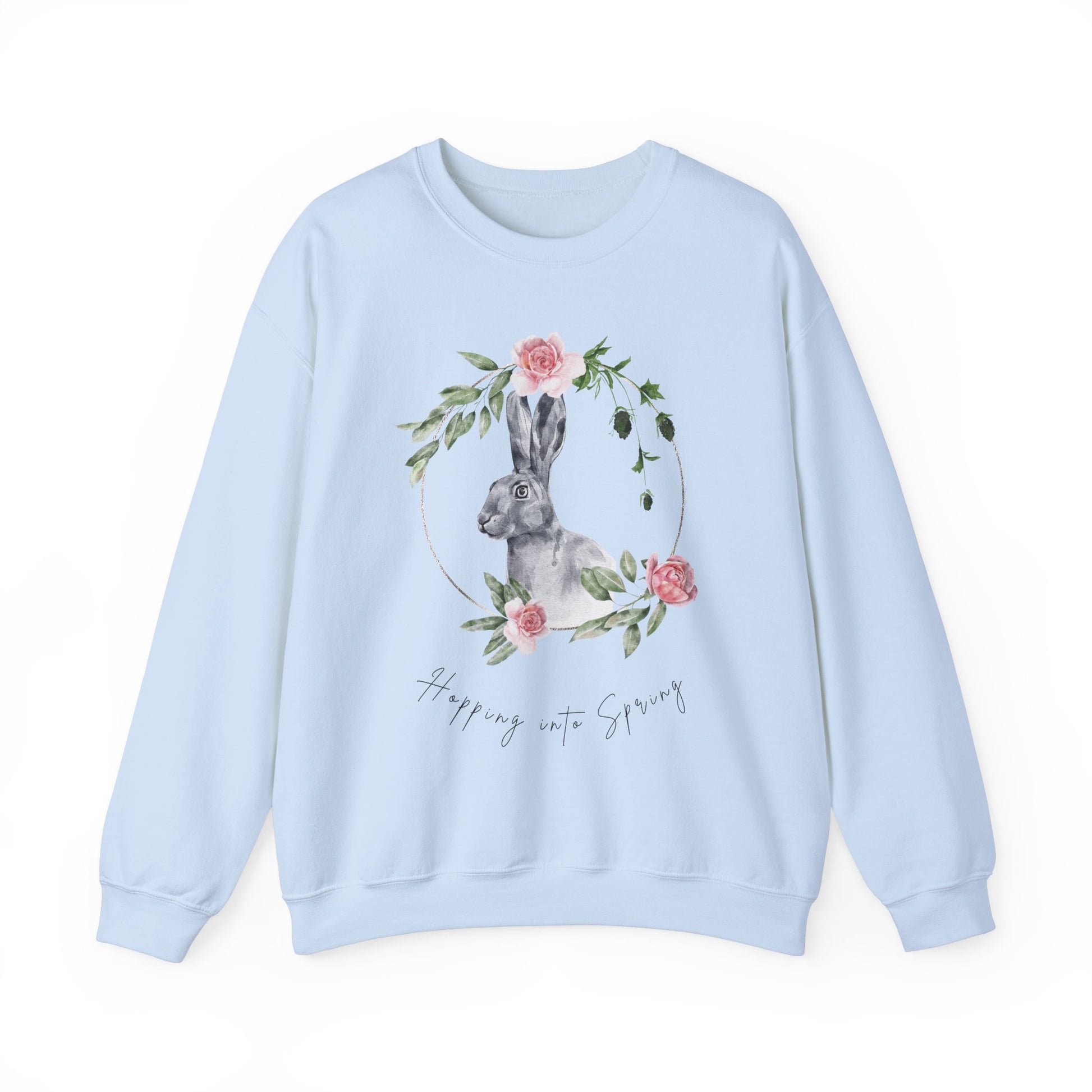 Hopping into Spring: Easter Bunny & Flowers Unisex Crewneck Sweatshirt - Wild Family Tribe
