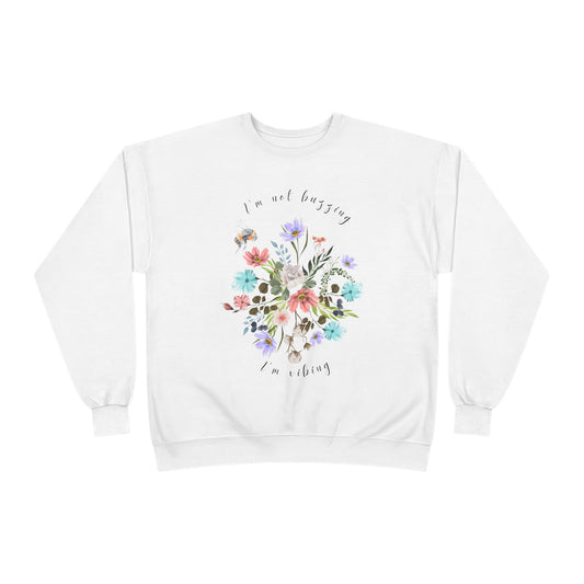 I'm Not Buzzing, I'm Vibing: Bee & Wildflower EcoSmart® Crewneck Sweatshirt - Wild Family Tribe
