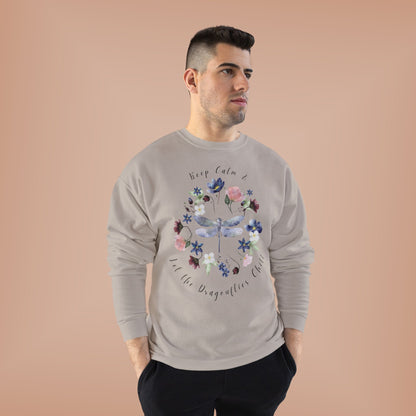 Keep Calm & Let Dragonflies Chill: Watercolor Wildflower EcoSmart® Crewneck Sweatshirt - Wild Family Tribe