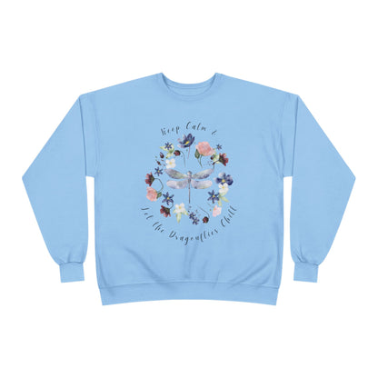 Keep Calm & Let Dragonflies Chill: Watercolor Wildflower EcoSmart® Crewneck Sweatshirt - Wild Family Tribe