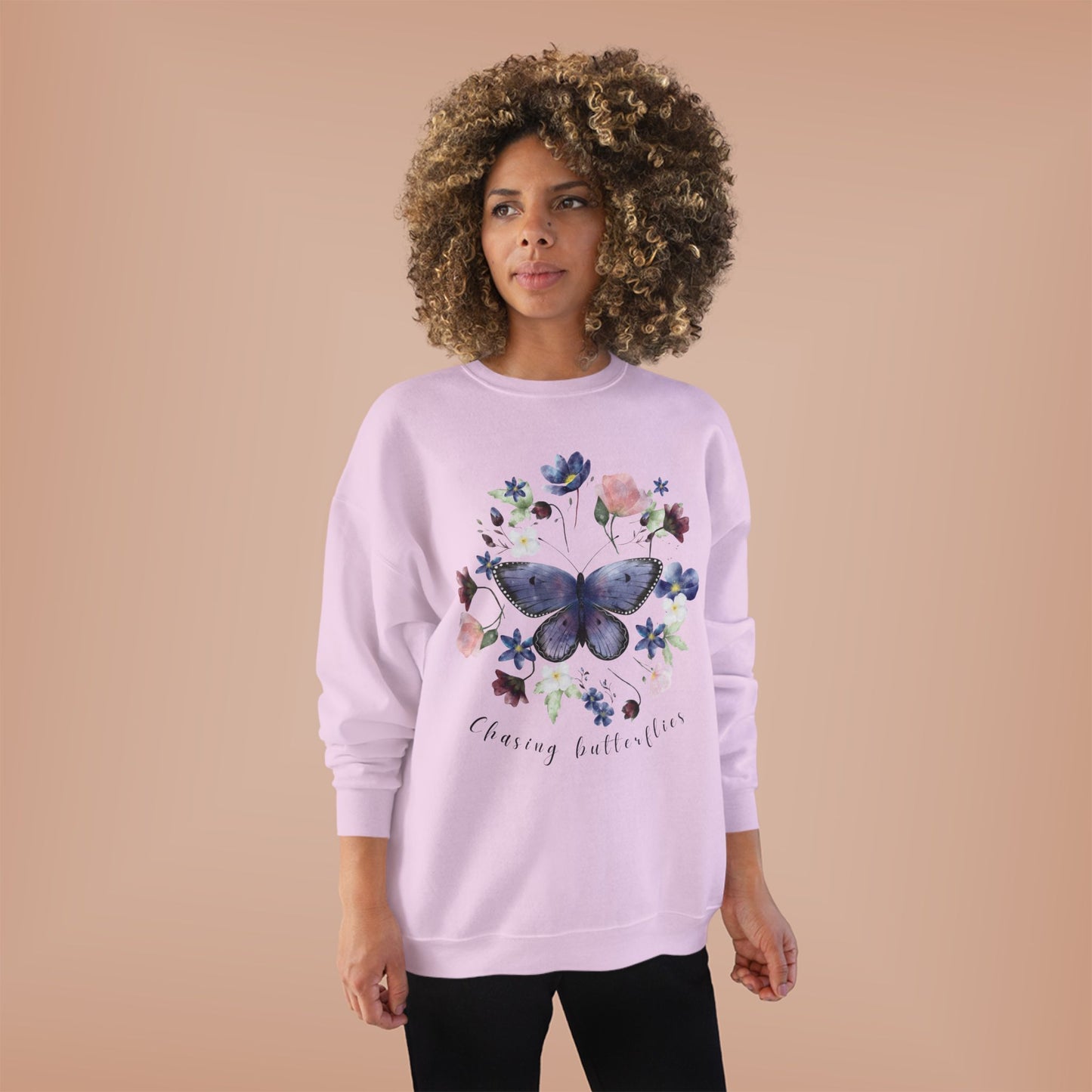 Chasing Butterflies: Watercolor Wildflower EcoSmart® Crewneck Sweatshirt - Wild Family Tribe