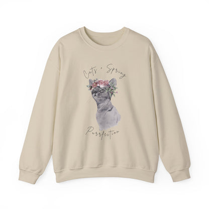 Cat + Spring Unisex Crewneck Sweatshirt - Purrfect for Spring - Wild Family Tribe