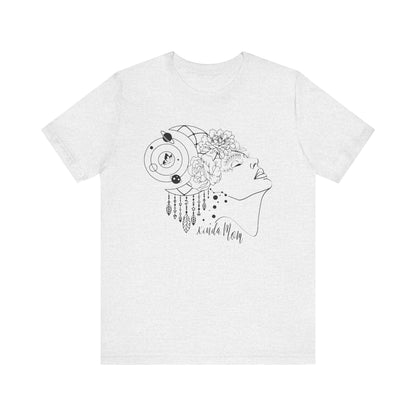 Flat lay of the "Kinda Mom" T-Shirt, highlighting the soft Airlume cotton fabric and classic crew neckline. Color Ash