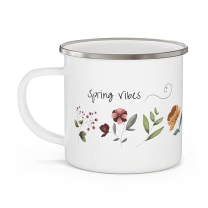 Personalized 12oz floral enamel camping mug with [Name
