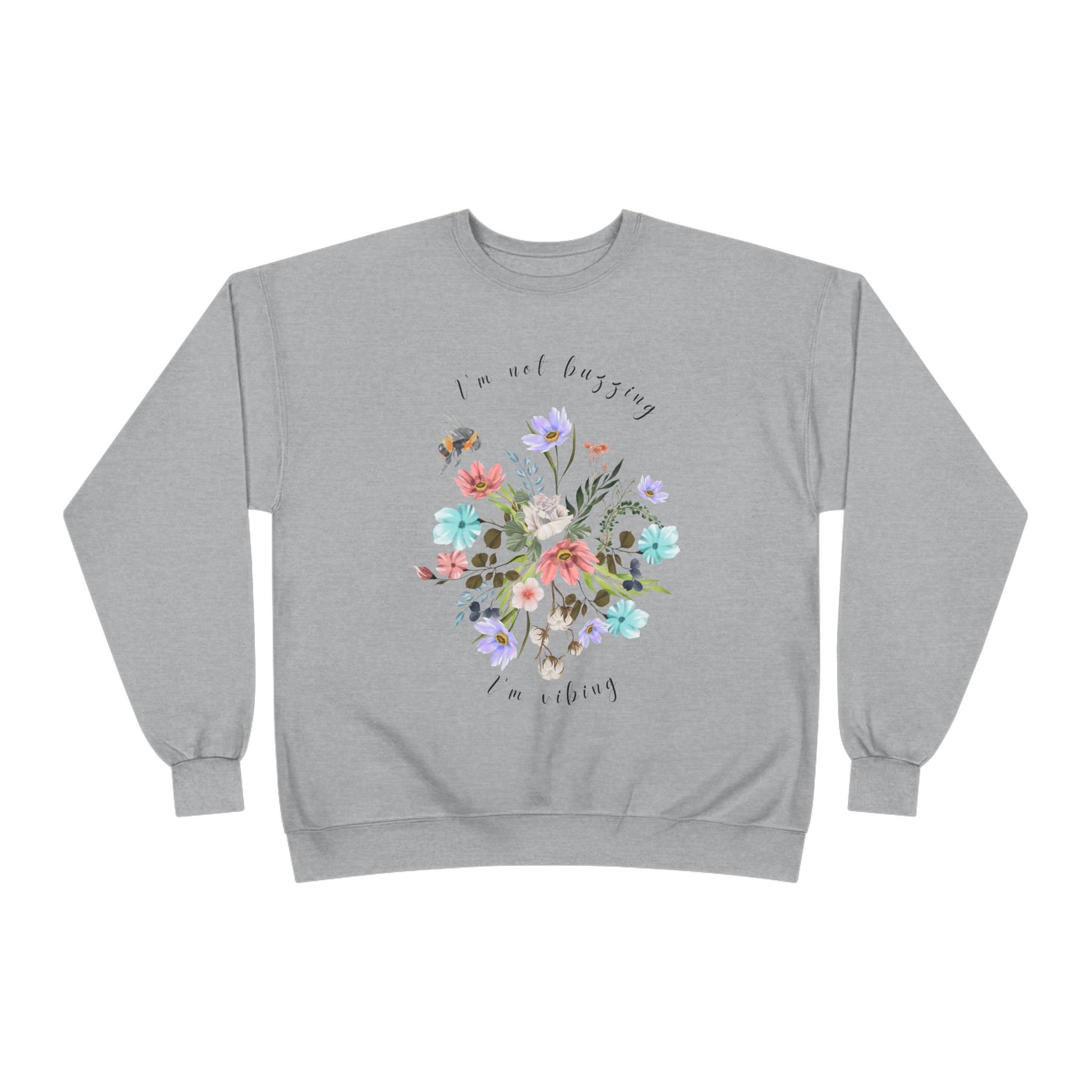 I'm Not Buzzing, I'm Vibing: Bee & Wildflower EcoSmart® Crewneck Sweatshirt - Wild Family Tribe