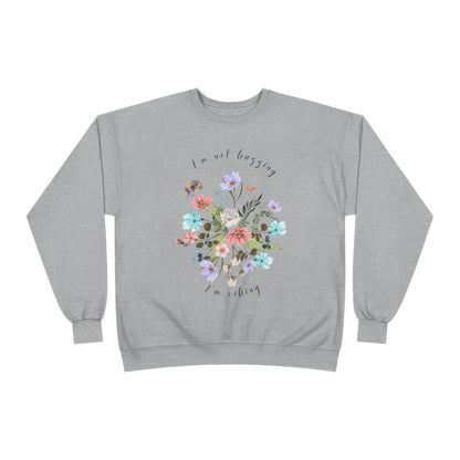 I'm Not Buzzing, I'm Vibing: Bee & Wildflower EcoSmart® Crewneck Sweatshirt - Wild Family Tribe