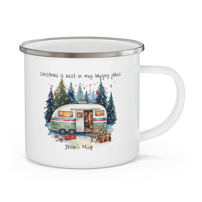 Custom Camping Christmas Enamel Mug - Wild Family Tribe