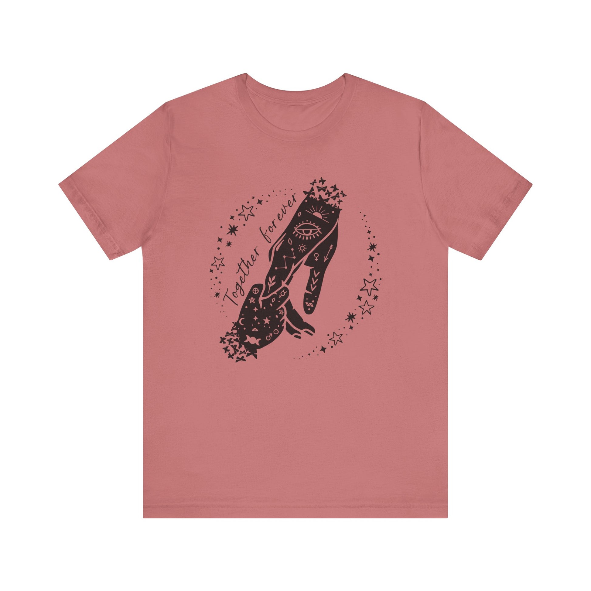 Flat lay of the "Together Forever" Mother's Day T-Shirt, highlighting the soft Airlume cotton fabric and classic crew neckline. 