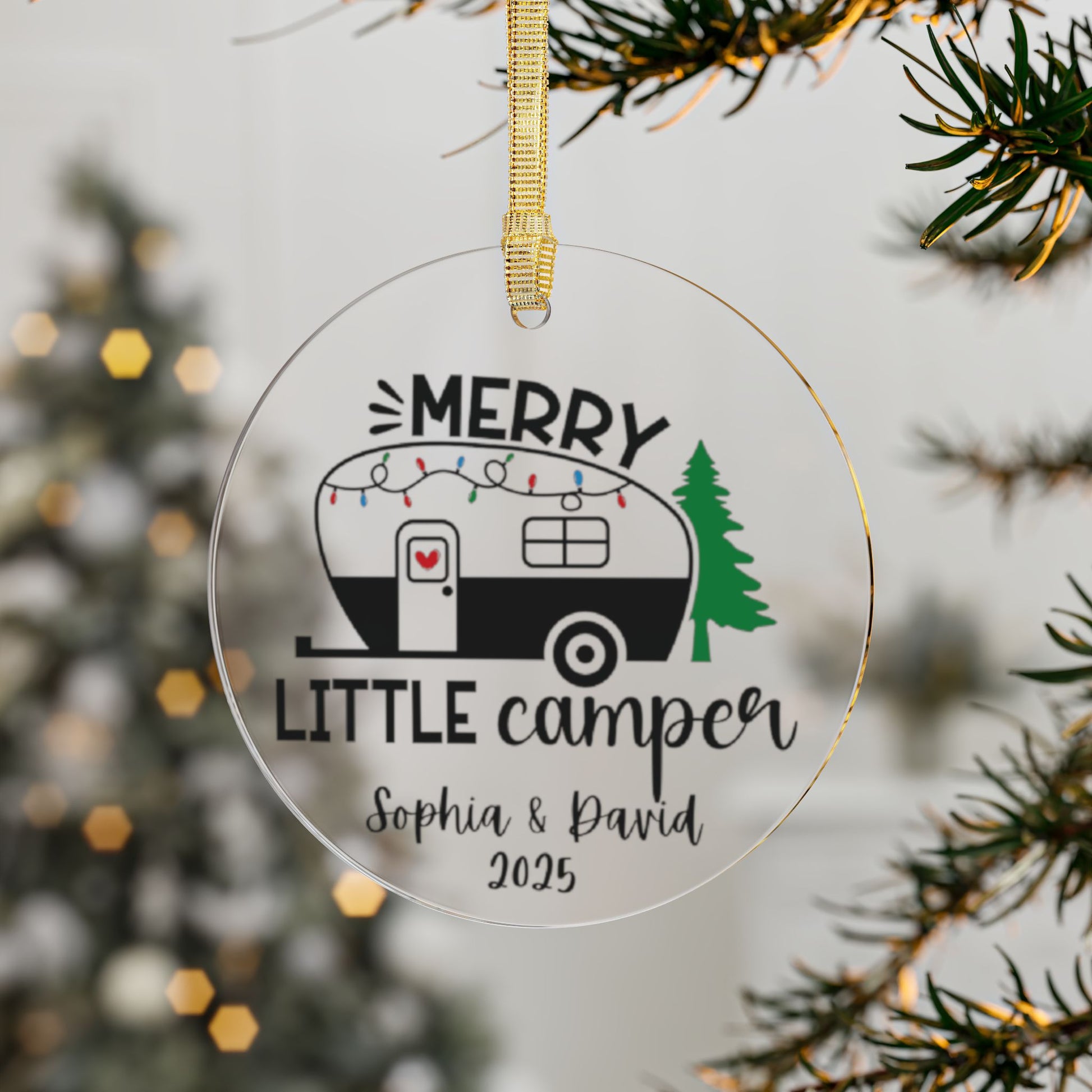 Merry Little Camper Personalized Acrilic Ornament