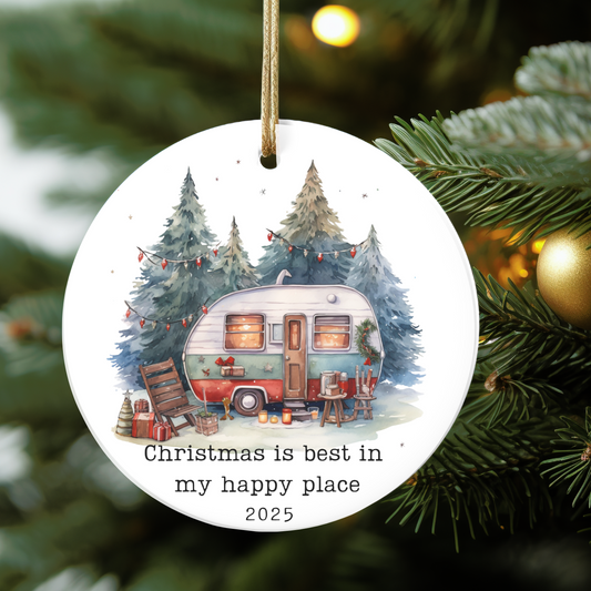 My Happy Place Christmas Ornament