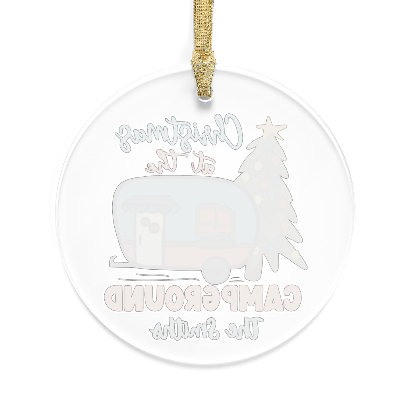 Personalized 'Christmas at the Campground' Family Clear Acrilic Ornament