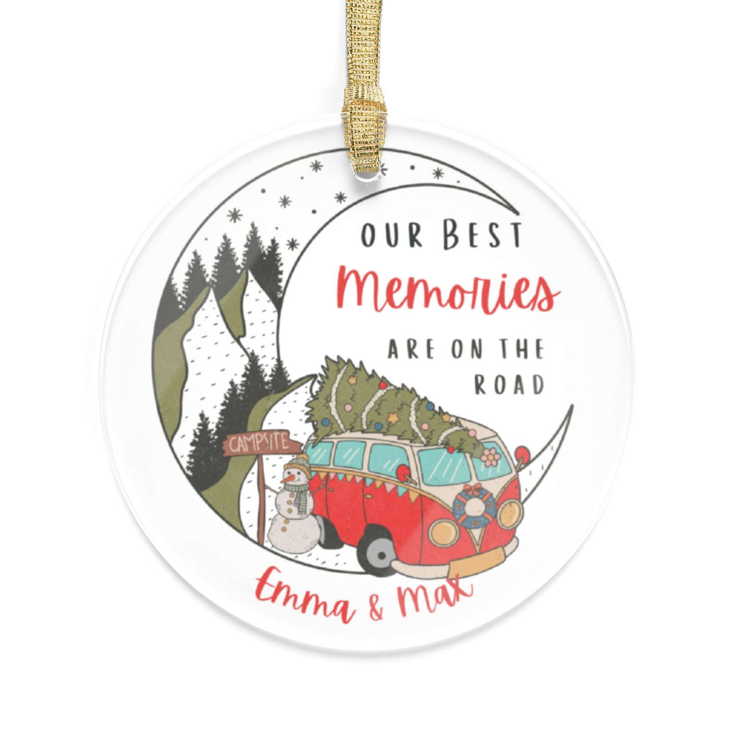 Personalized  Clear acrilic Ornament | 'Memories On The Road' Travel Gift