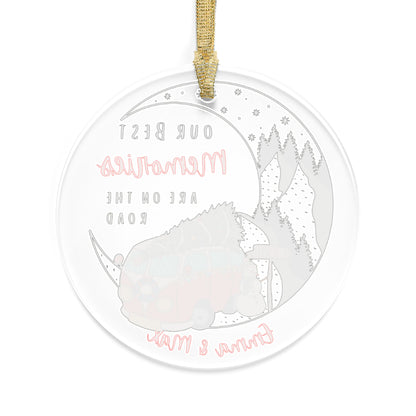 Personalized  Clear acrilic Ornament | 'Memories On The Road' Travel Gift. BACK